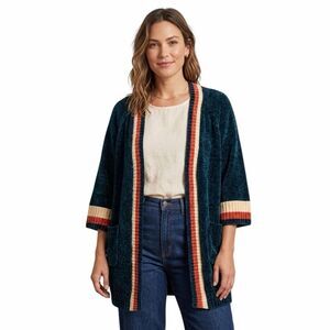 Janice Apparel Black Velour Open Front Cardigan One Size